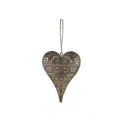 Závěsná dekorace ve tvaru srdce ve zlaté barvě Ego Dekor Heart, výška 10 cm