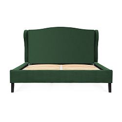 Zelená postel z bukového dřeva s černými nohami Vivonita Windsor, 160 x 200 cm
