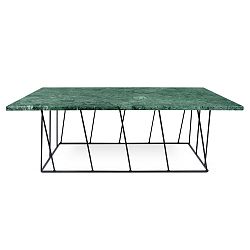 Zelený mramorový konferenční stolek s černými nohami TemaHome Helix, 120 cm