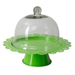 Zelený servírovací stojan na dort se skleněným poklopem Mauro Ferretti