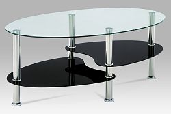 Autronic Konferenční stolek GCT-302 GBK1, čiré sklo/černé sklo/leštěný nerez 
