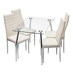 Idea Jídelní stůl GRANADA + 4 židle MILÁNO krémově bílá