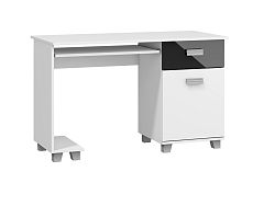 MORAVIA FLAT PC stůl se zásuvkou a skříňkou SOLO, SOL-01, bílý/černý lesk
