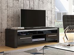 MORAVIA FLAT ROCKY televizní stolek, černá/černý lesk