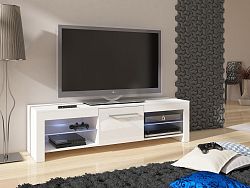 MORAVIA FLAT TV stolek FLEX, bílá/bílý lesk