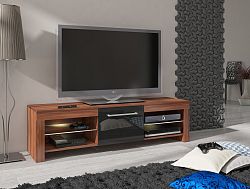 MORAVIA FLAT TV stolek FLEX, švestka wallis/černý lesk