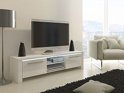 MORAVIA FLAT TV stolek HELIX, bílá/bílý lesk