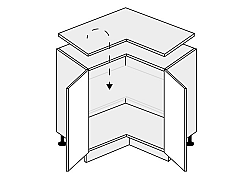 QUANTUM, skříňka dolní rohová D12 90, graphite/bílá