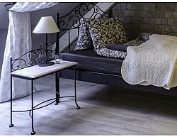 Kovaný noční stolek s masivní deskou MALAGA 0409C