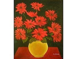 Obraz - Kytice rudých květů ve váze