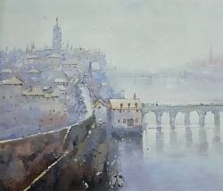 Obraz - Řeka ve městě