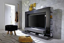 TV stolek SALVADOR; černý lesk / šedá