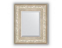 Zrcadlo s fazetou v rámu, stříbrný ornament