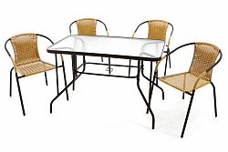 Garthen 37024 Zahradní set polyratanové 4 židle a skleněný stůl