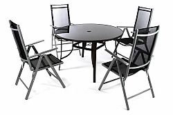 Zahradní set - 4 polohovatelné židle a stůl - černá