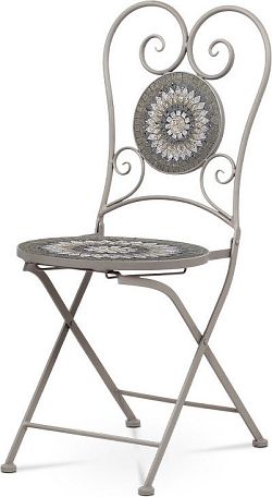 Autronic Židle kovová s keramickou mozaikou, šedý lak JF2220