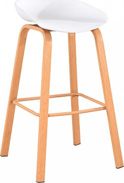 Tempo Kondela Barová židle BRAGA - bílá/přírodní + kupón KONDELA10 na okamžitou slevu 3% (kupón uplatníte v košíku)