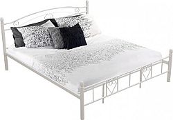 Tempo Kondela Kovová postel BRITA s lamelovým roštem  - bílá + kupón KONDELA10 na okamžitou slevu 10% (kupón uplatníte v košíku)