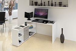 Tempo Kondela PC stůl NOE NEW - bílá / beton + kupón KONDELA10 na okamžitou slevu 10% (kupón uplatníte v košíku)