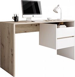 Tempo Kondela PC stůl TULIO - dub artisan/bílý mat + kupón KONDELA10 na okamžitou slevu 3% (kupón uplatníte v košíku)