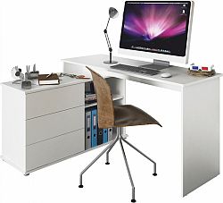 Tempo Kondela Univerzální rohový PC stůl TERINO - bílá + kupón KONDELA10 na okamžitou slevu 3% (kupón uplatníte v košíku)