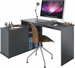Tempo Kondela Univerzální rohový PC stůl TERINO - grafit + kupón KONDELA10 na okamžitou slevu 3% (kupón uplatníte v košíku)