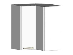 Horní rohová kuchyňská skříňka One EH65RL, bílý lesk, šířka 65 cm