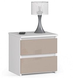 Avord Noční stolek CL2 40 cm bílý/cappuccino lesk