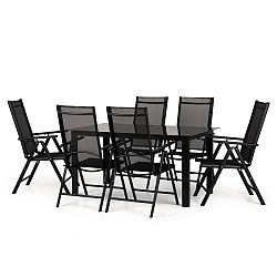 Hector Sada zahradního nábytku - stůl 150 cm + 6 židlí Dizu II černá