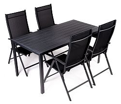 MODERNHOME Sada zahradního nábytku - stůl + 4 židle Melok černá