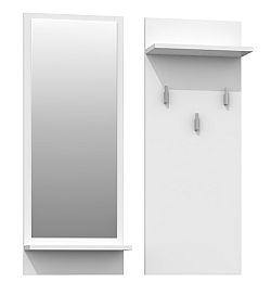 Shoptop Věšáková stěna se zrcadlem- RIVA- bílý mat