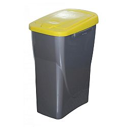 Koš na tříděný odpad žluté víko; 61,5 x 42 x 25 cm; 40 l; plast