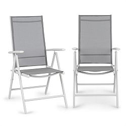 Blum Almeria, skládací židle, sada 2 kusů, 59,5 x 107 x 68 cm, Comfortmesh, hliník/bílá
