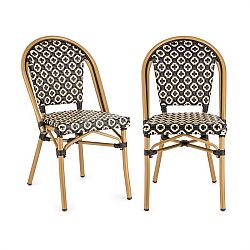 Blum Montbazin BL, židle, možnost ukládat židle na sebe, hliníkový rám, polyratan, černo-krémová