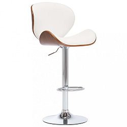 Barová židle umělá kůže / dřevo / kov Dekorhome Bílá