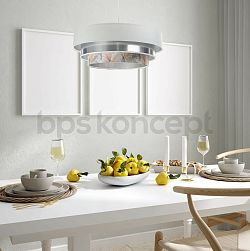 Designová závěsná lampa Trento, bílá/stříbrná/vzor