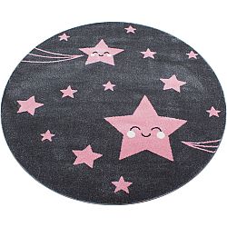Dětský kusový koberec Kids 610 pink kruh-120x120 (průměr) kruh