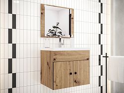 Koupelnový nábytek Kresto B, dub Artisan + umyvadlo + zrcadlo