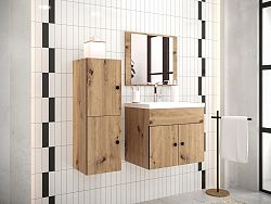 Koupelnový nábytek Kresto D, dub Artisan + umyvadlo + zrcadlo
