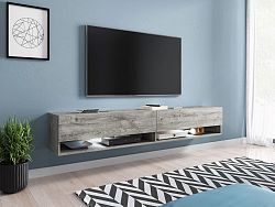 Kvalitní TV stolek Lebeno, dub ribbeck šedý + LED