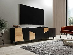 Moderní TV stolek Eder, černý/dub craft