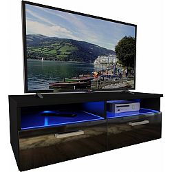 Moderní TV stolek Karel RTV-6 + LED, černá/černý lesk