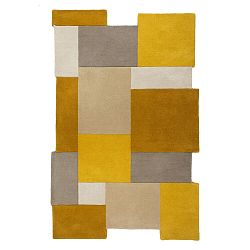 Ručně všívaný kusový koberec Abstract Collage Ochre/Natural-90x150