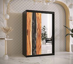 Šatní skříň Zivela 2 se zrcadlem, 100cm, černá/pryskyřice