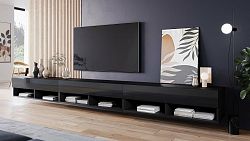 TV stolek Lebeno 300, černá/černý lesk s LED osvětlením