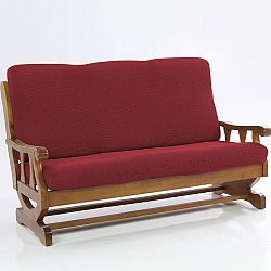 Nueva Textura decoDoma napínací potahy na sedací soupravu multielastický CARLA bordó na sedačku - dvojkřeslo s dřevěnými rukojeťmi 140 - 170 cm