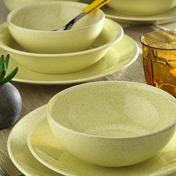 24dílná sada žlutých talířů z porcelánu Kutahya Fenty