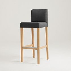 Antracitově šedá barová židle s přírodními nohami Custom Form Wilton