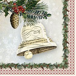 Balení 10 papírových ubrousků s vánočním motivem PPD Lodge Bell