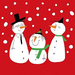 Balení 10 papírových ubrousků s vánočním motivem PPD Smiling Snowmen Red
